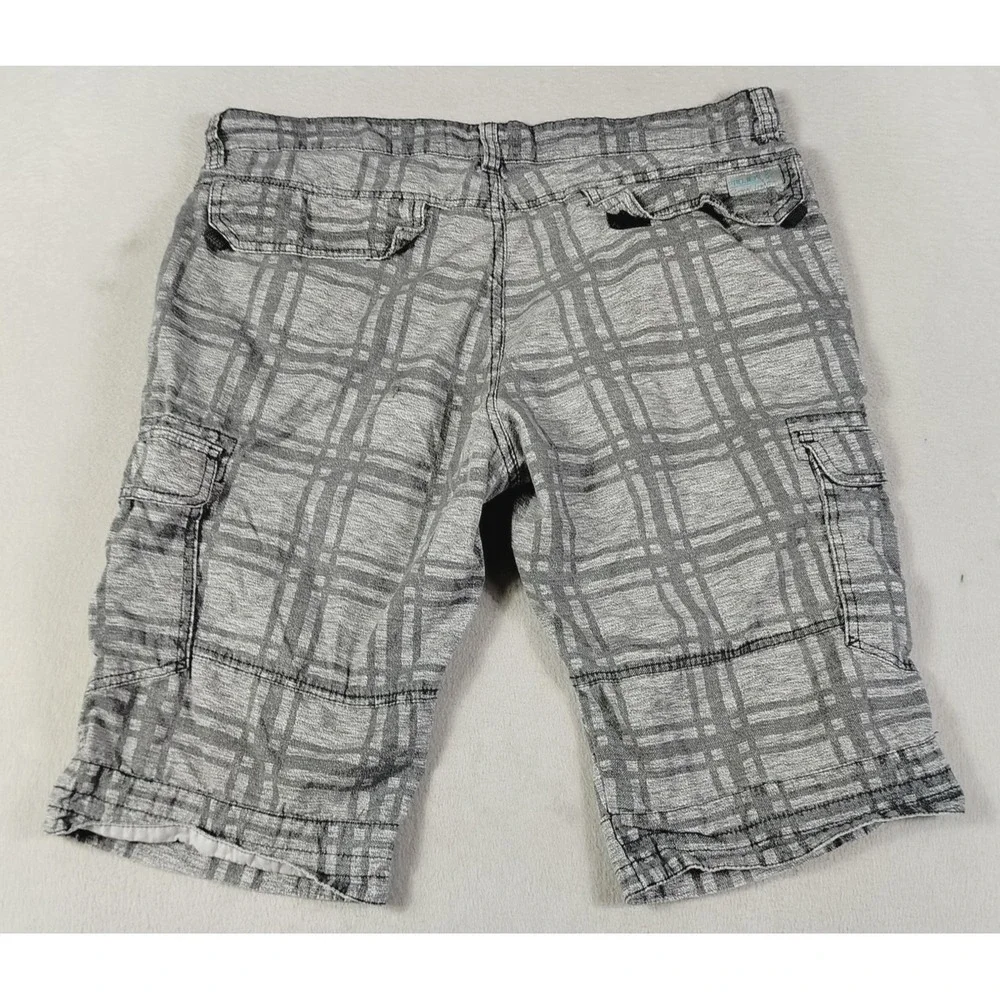 Projek Raw Cargo Shorts Mens 36 Gray Plaid Canvas Relaxed Fit Casual Summer